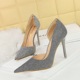 1298-1 Retro Style High Heels Slim Heel Shallow Notched Pointed Side Cut Shiny Sequin Fabric High Heel Women's Single Shoe