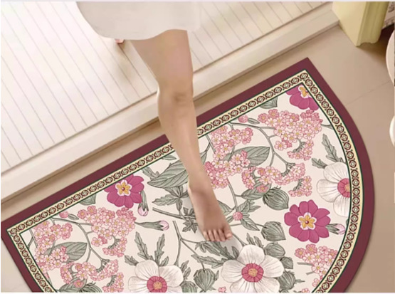 Bathroom Floor Mat, Diatomaceous Earth Anti-Slip Quick-Drying Foot Mat for Bathroom and Toilet Entrance, Modern and Simple