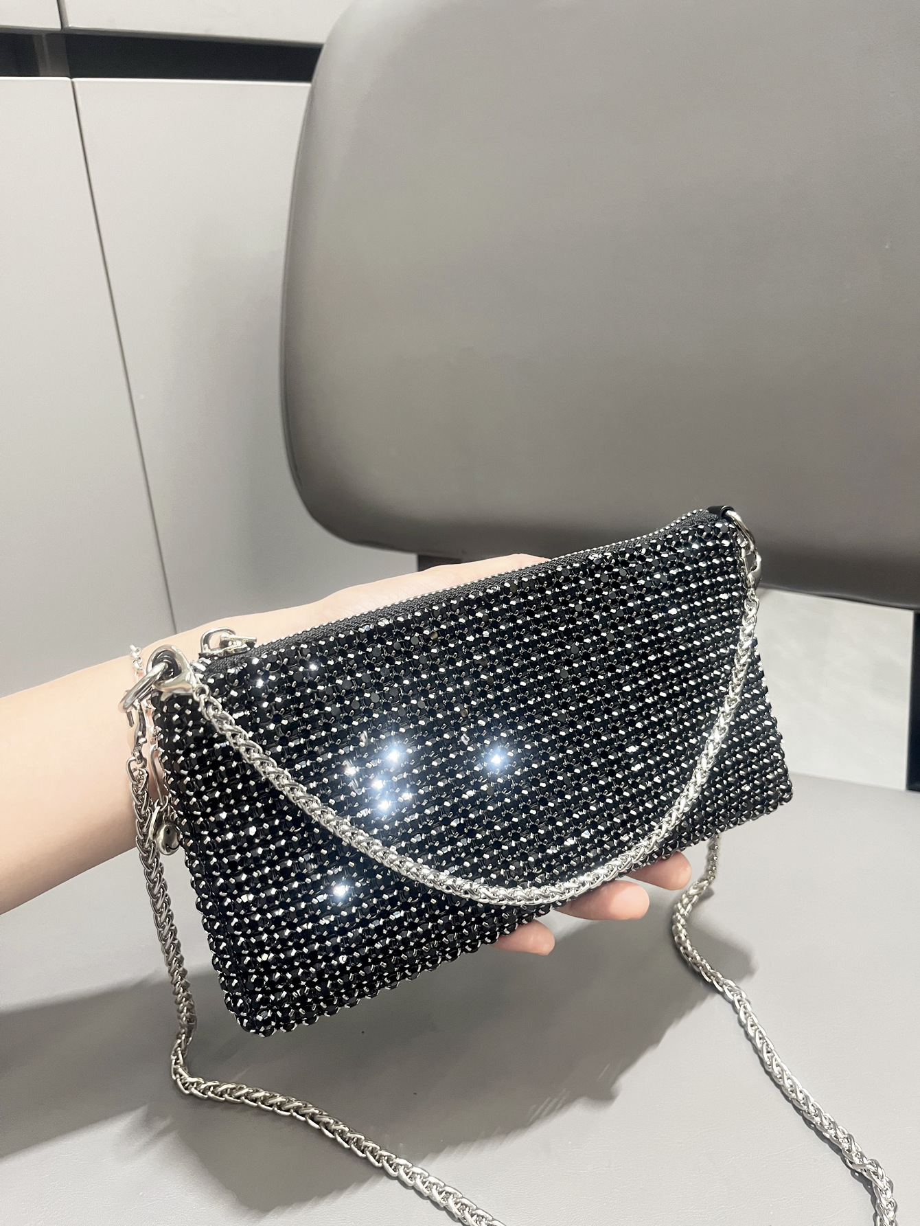 Bolsas de mujer transfronterizas europeas y estadounidenses cadenas de diamante brillante bolsas de teléfono móvil bolsas de hombro bolsas de mano bolsas de cena