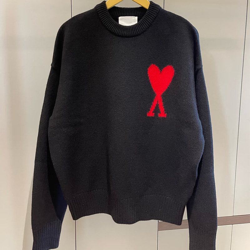 大注目！ ami セーター ラウンドネック ビッグラブ 25ss 新しいカップルルーズ長袖クロスボーダーウール女性のセーター|undefined