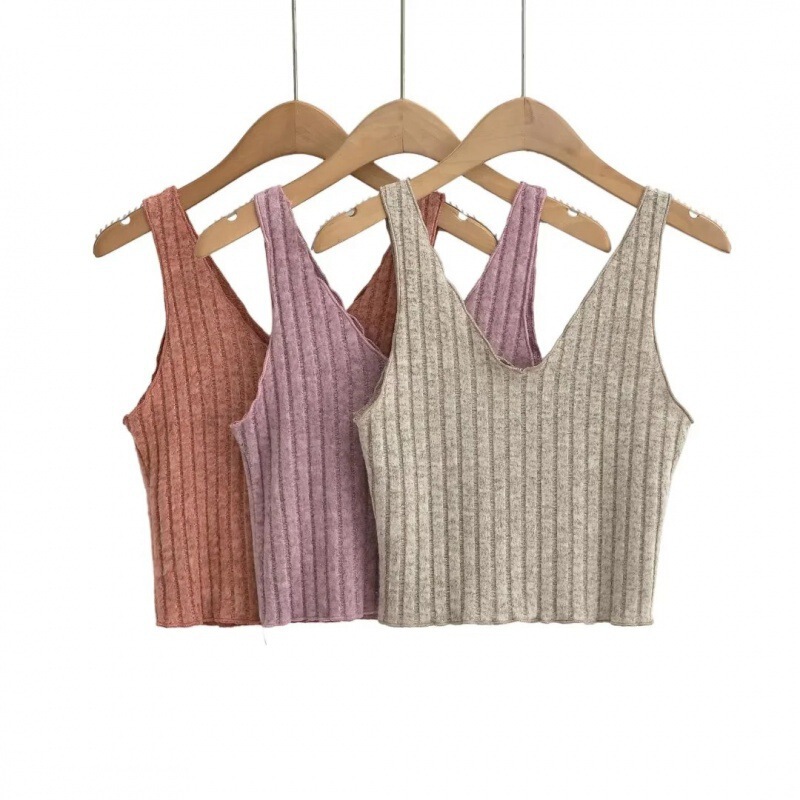European and American spring new bottoming V-neck cashmere V-neck vest women's blogger Slim-fit sexy vest
