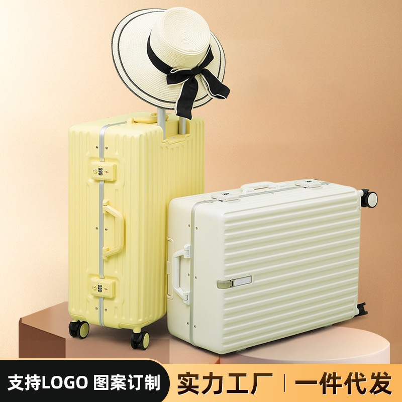긁힘 방지 알루미늄 프레임 트롤리 케이스 대형 28 인치 수하물 여성 마카롱 컬러 유니버설 음소거 휠 트롤리 케이스