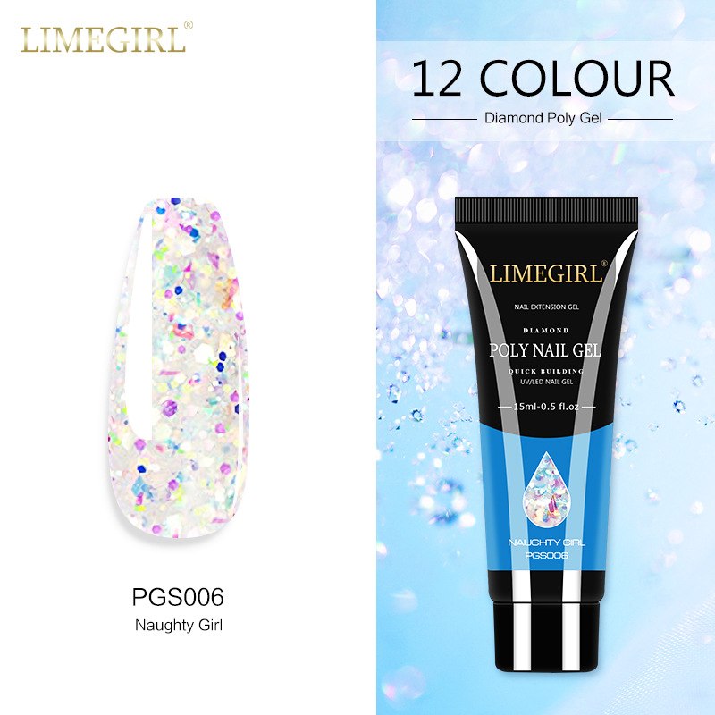 12 colores pegamento de extensión de brillo de uñas pegamento de extensión de lentejuelas de uñas pegamento de extensión rápida indolora Glitter pegamento de extensión de cristal