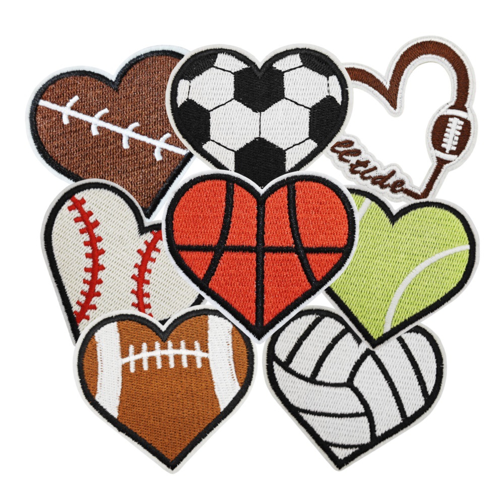 New Love Embroidered Cloth Stickers Cartoon Basketball Football Patch Sports Badge Cloth Stickers Clothing Accessories Embroidered Logo