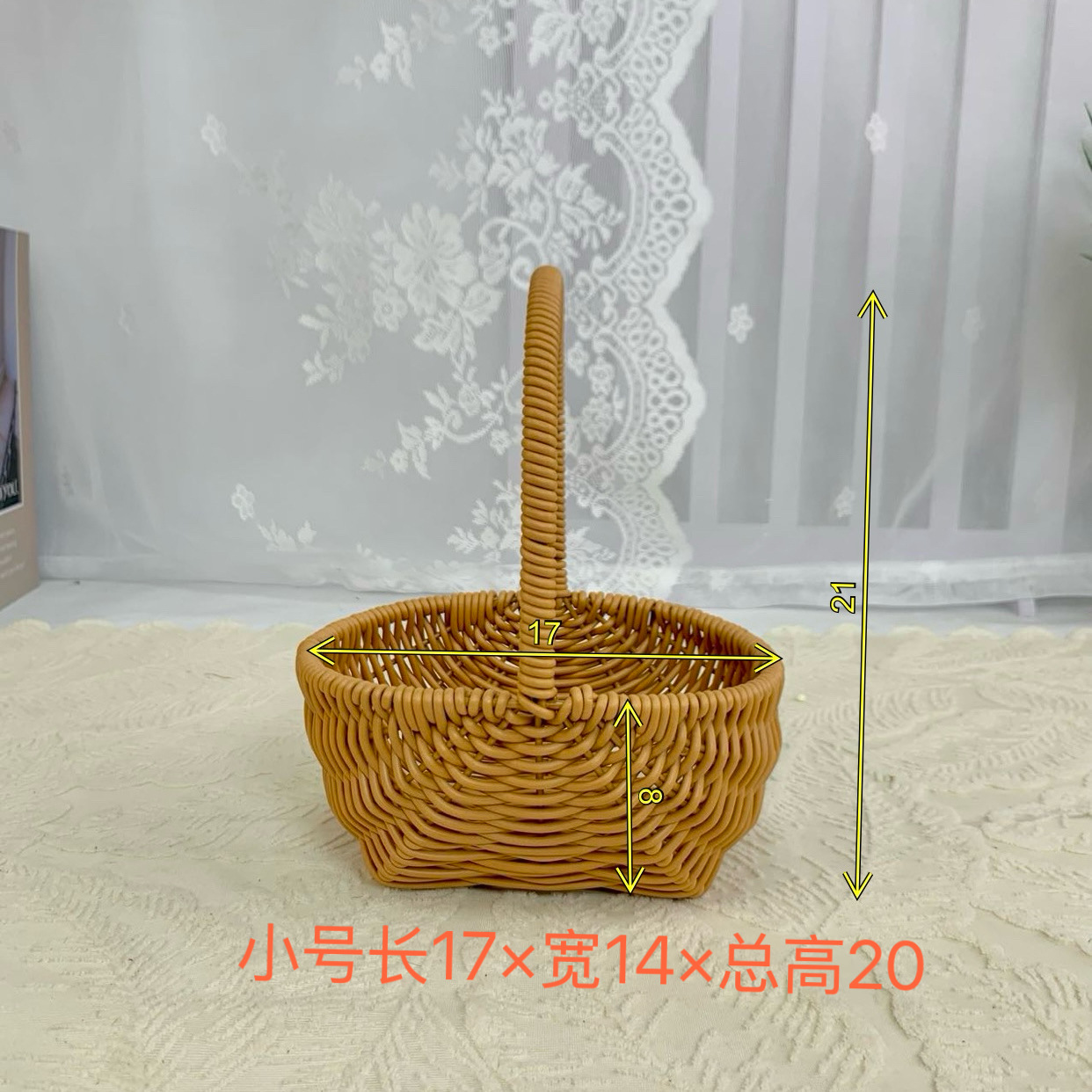 Arreglos florales portátiles de imitación de ratán, cestas de flores tejidas a mano, adornos de sala de estar, cestas de jardín, regalos a mano, cestas de flores