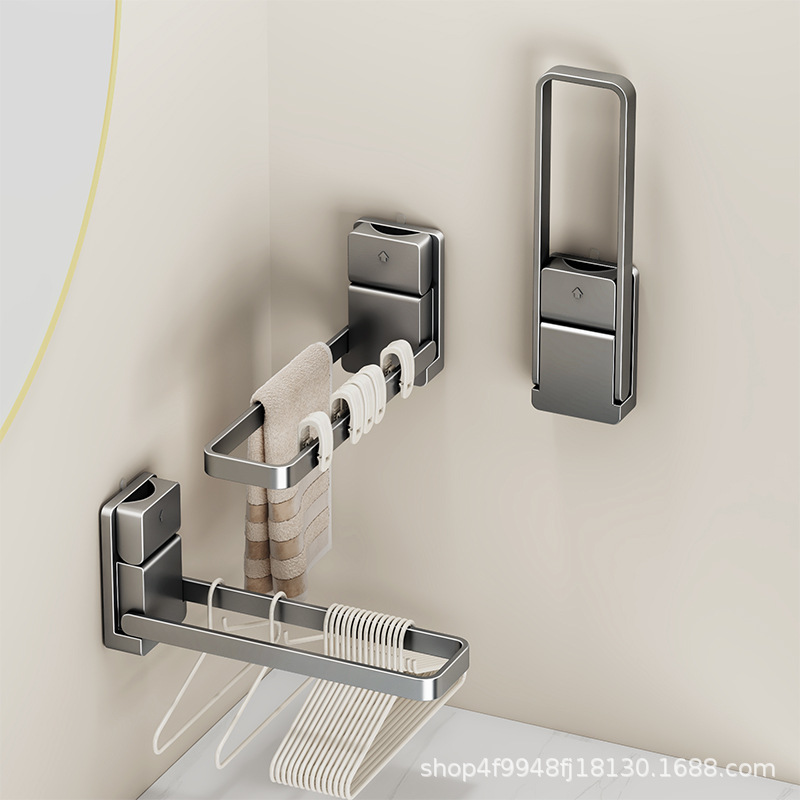 Powerful Suction Cup Invisible Foldableing Clothes Drying Rack Indoor Home Balcony Wall Punch-Free Wall-Mounted Clothes Drying Rack