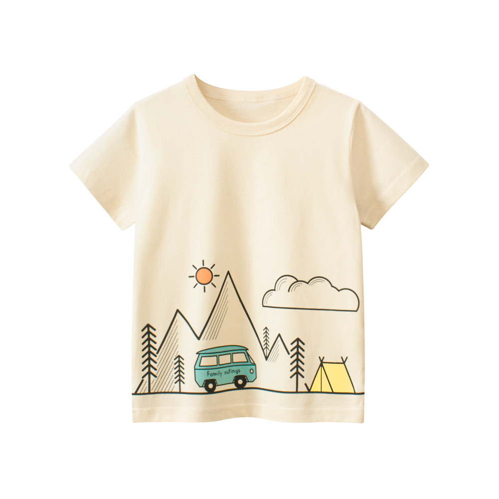 27kids verano nuevos productos 2025 ropa infantil suministro transfronterizo camisetas de manga corta para niños ropa de niños envío directo