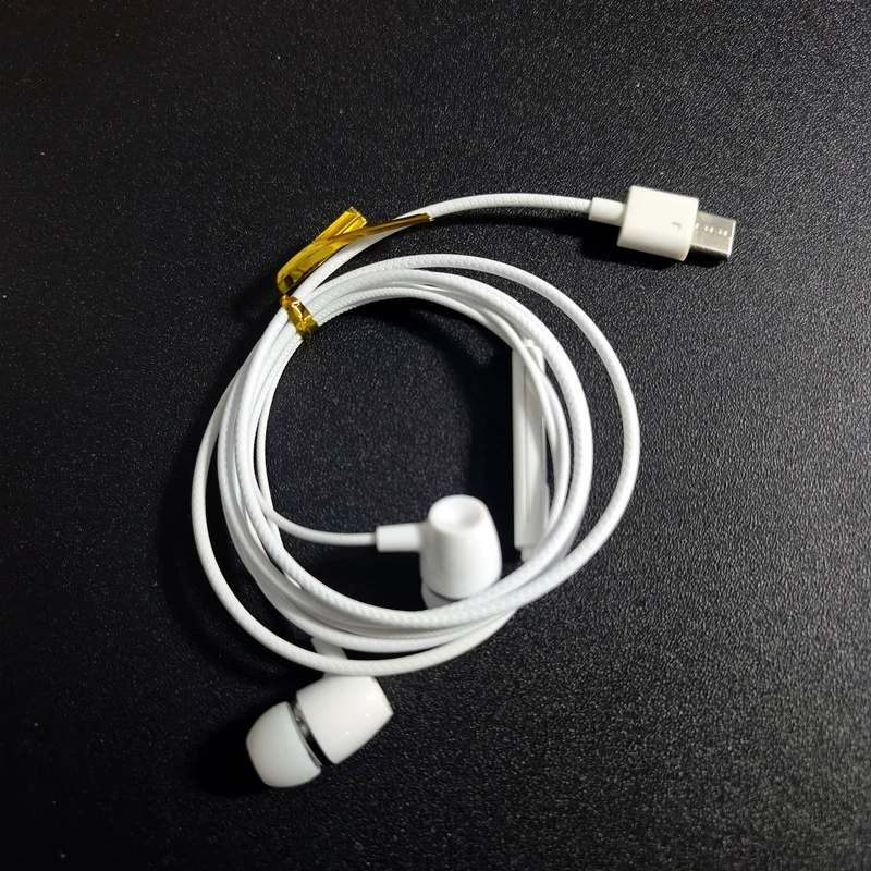 Ear -in -ear flat -ear flat mouth 3.5 round hole music headset wire control with microphone headset