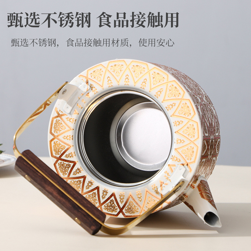 ケトル 冷水ケトル 中東ティーポット 新疆エスニック風ミルクティーポット 漏れ付き 1.6L ティーポット ステンレス塗装ケトル|undefined