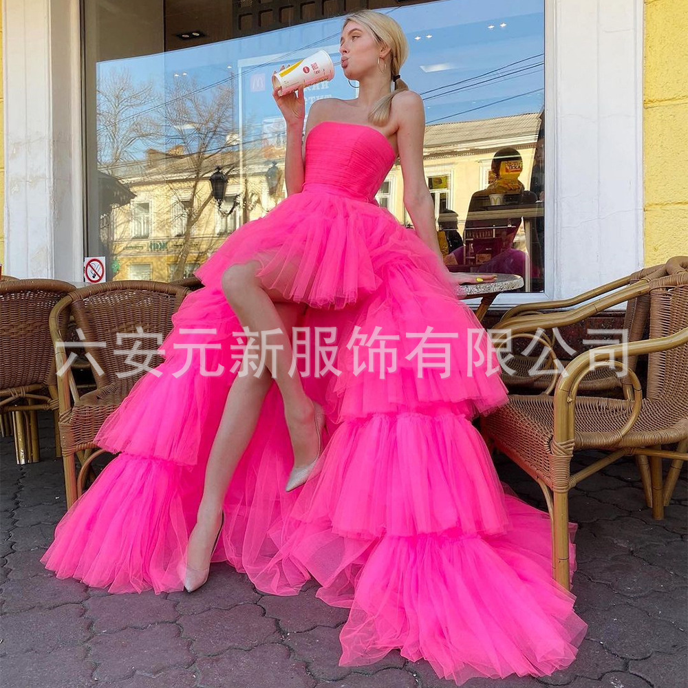 2023 europeo y americano Comercio exterior Amazon AliExpress deseo nuevo tubo superior falda de la torta boda bola del banquete vestido noche