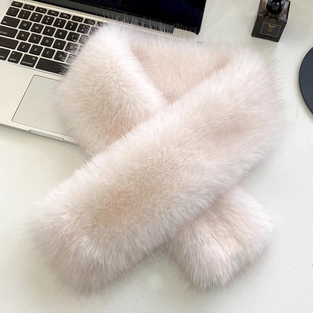 Bufanda Cruzada de Piel Sintética de Zorro de Peluche Térmica y Cortavientos para Invierno