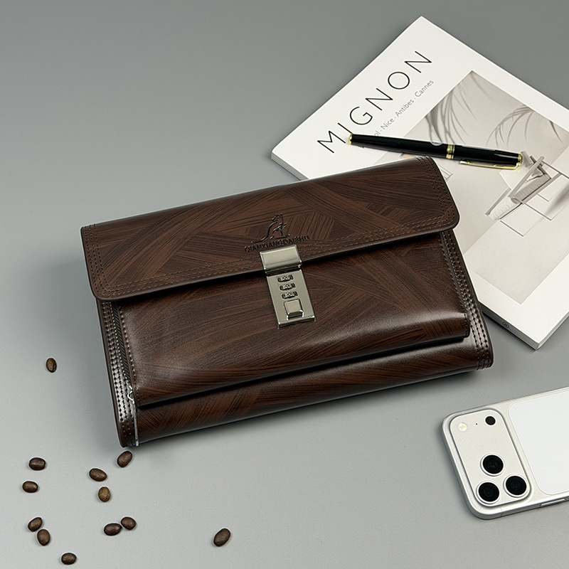 New cross-border men's clutch bag, business large-capacity password lock handbag, high-end quality for men's commuting, wholesale gift