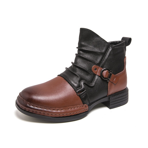 Western American cowboy boots, men's winter short boots, British style high-top leather shoes, British style Martin boots, fashionable leather boots