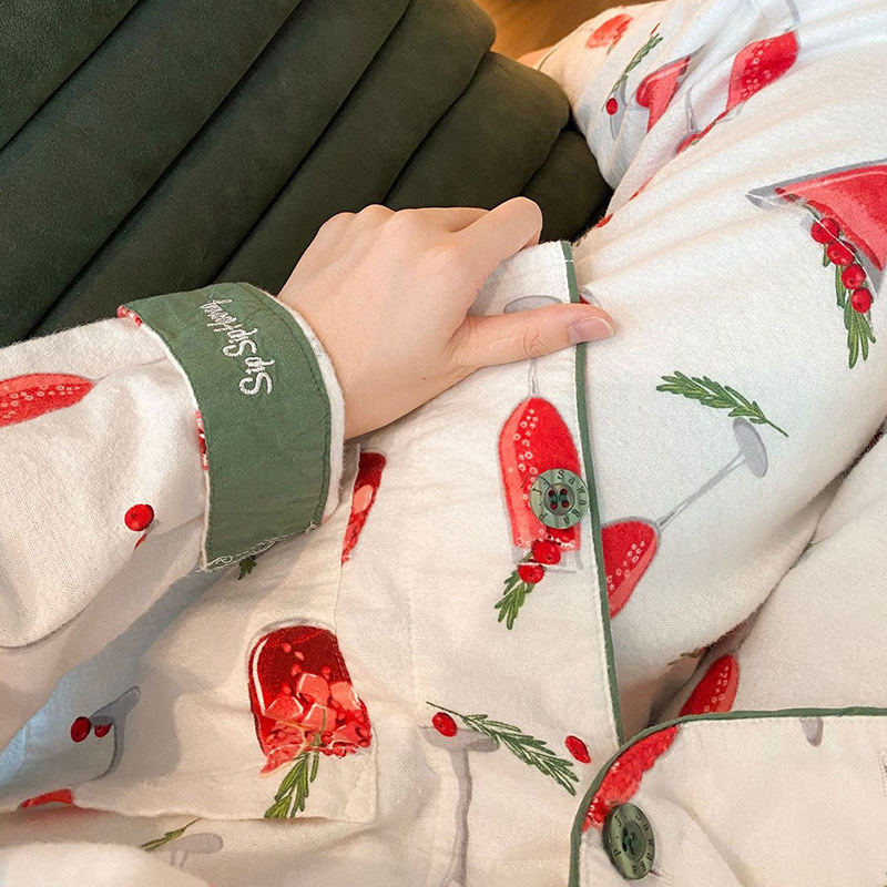 BOLONG 가을과 겨울 두꺼운 샌딩 여성 홈 옷 면 문 옷을 입고 긴 소매 바지