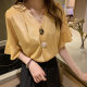 Summer Women's Korean Style Short-sleeved New Style Elegant Fashionable Loose Shirt Stylish Pullover Horn Sleeve V-neck Shirt