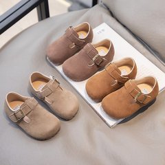 2025年春秋新作子供靴韓国風子供用ビルケンシュトック風シューズつや消しソフトレザー女の子向けおしゃれ万能革靴