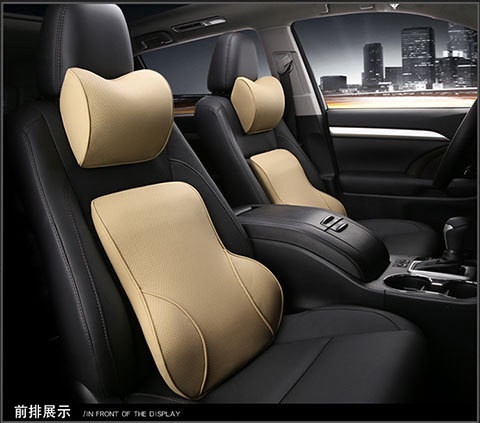 Memory cotton car headrest waist cushion seat cushion slow rebound neck pillow leather small pillow car interior accessories