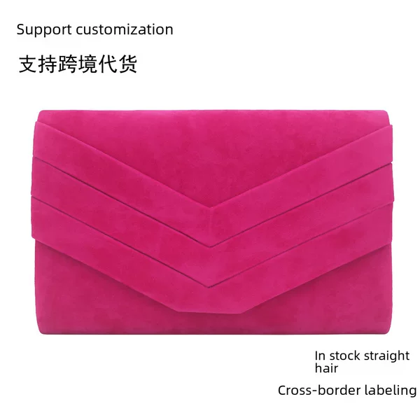 European and American Style Velvet Three-V Pressed Velvet Evening Gift Bag Fashion Clutch Bag Velvet Evening Bag
