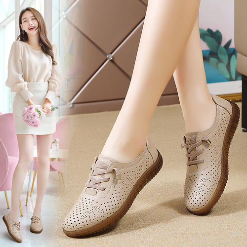 Spring Large Size Mesh Breathable Korean Style Casual Mom Shoes Soft Sole Lightweight Slip-On Slip-on Single Shoes