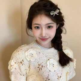 立体手工镂空钩花针织衫女新款精美小香风短袖上衣