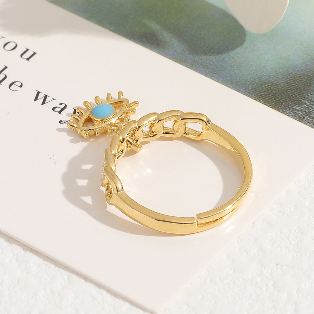 new womenu0027s ring geometric evil eye open copper tail ring