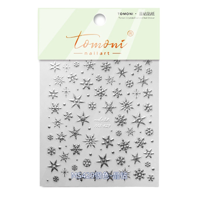Tomoni cristal diamante uñas pegatinas no pérdida cooperación Vintage uñas pegatinas al por mayor copo de nieve MS428