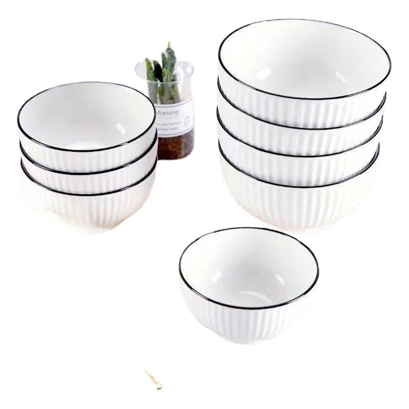 Yamada tazón de fuente patrón vertical hogar tazón de arroz de cerámica vajilla Japonesa simple Red roja Gran Tazón de Sopa Nordic combinación de dos yuanes tienda