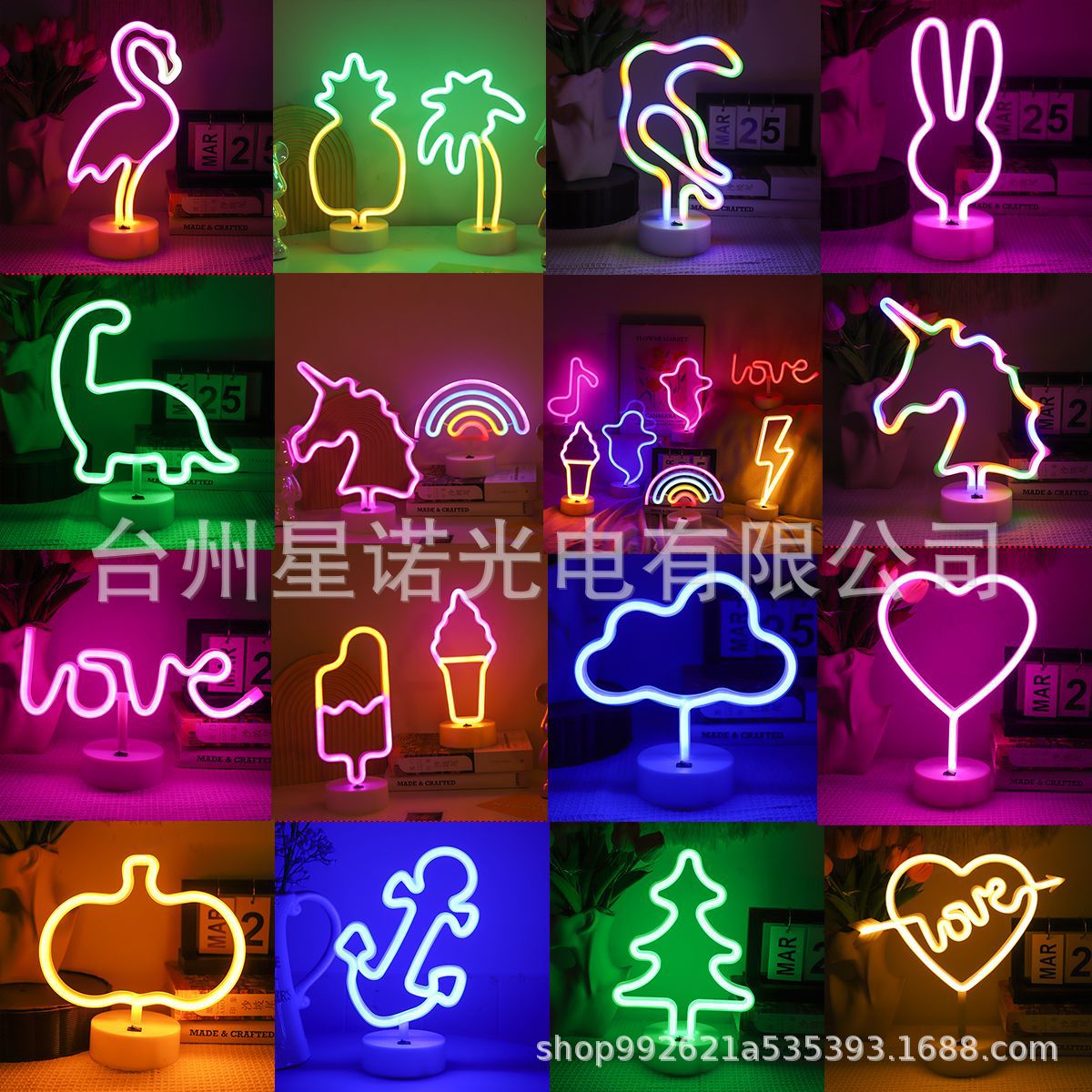 Fabricantes de lámparas de modelado LED directas base de neón flamenco decoración relámpago luz de noche luz de Navidad redonda