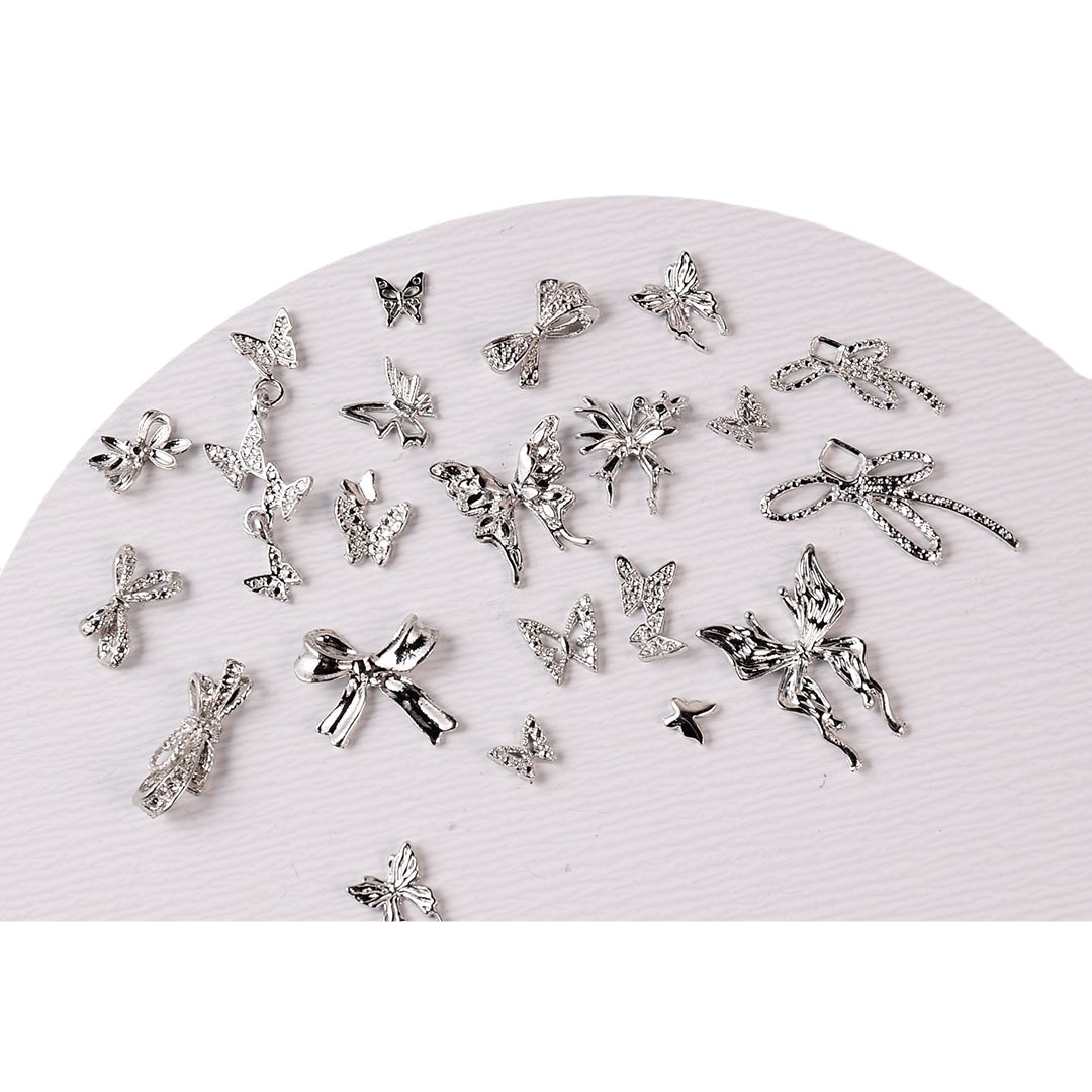 New Explosions Nail Accessories Wear Nail Nail Alloy Hollow Mini Three-dimensional Butterfly Bow Jewelry Factory