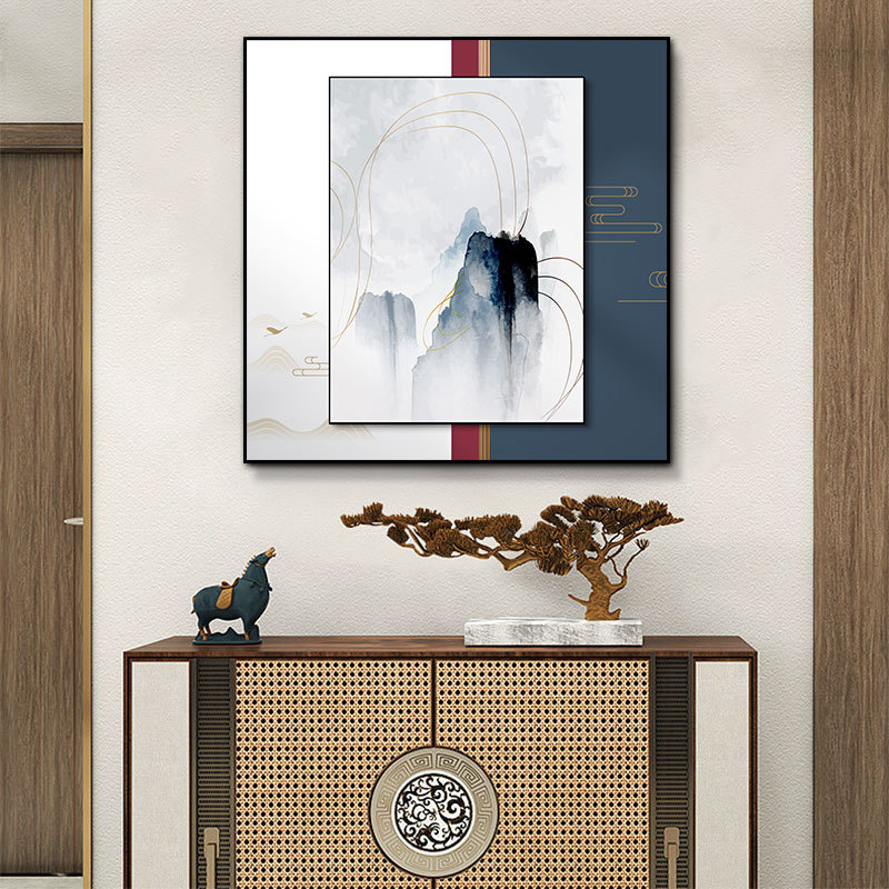 Nuevo paisaje chino paisaje sala de estar sofá Fondo pared colgante pintura marco de SEDA marco medio estudio sala de té de dos piezas pintura decorativa