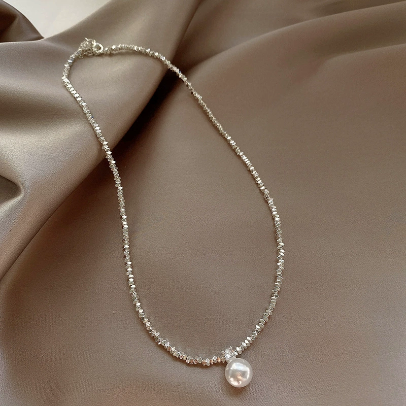 Small design necklace from pearl, universal chain for key bag , accessory, light luxury style, bright catchy style, high-quality style