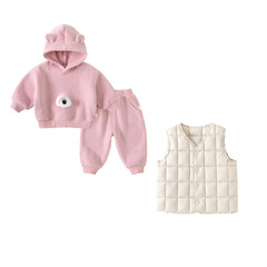 Dudu's Home Winter Set for Girls: Children's Vest Sweatshirt Pants Clothing Set for Boys, Baby Top Three-Piece Set