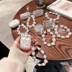 Simple Airpods glitter flower protective case for Apple 2 Generation 3 generation pro2 Bluetooth wireless protective case