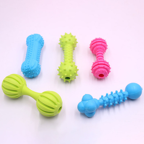Pet toys wholesale barbell sound chewing glue tpr material toys cross-border new product chewing and molaring dog toys