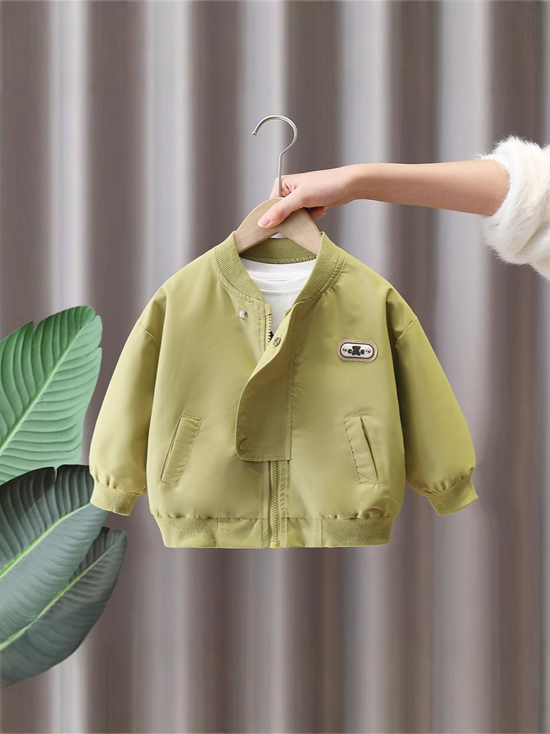 7663 chaqueta de primavera para niños 2025 nueva ropa para niños chaqueta coreana rufián abrigo de primavera y otoño con cuello alto uniforme de béisbol