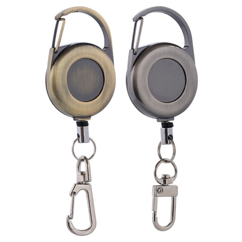 New Retro Round Easy-Pull Metal Keychain Bag Car Key Chain Pendant Retractable Buckle Ready for Sale