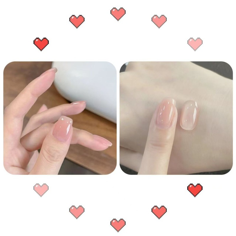 可撕拉无异味裸色指甲油免烤可剥水性快干细闪冰透显白学生美甲|undefined