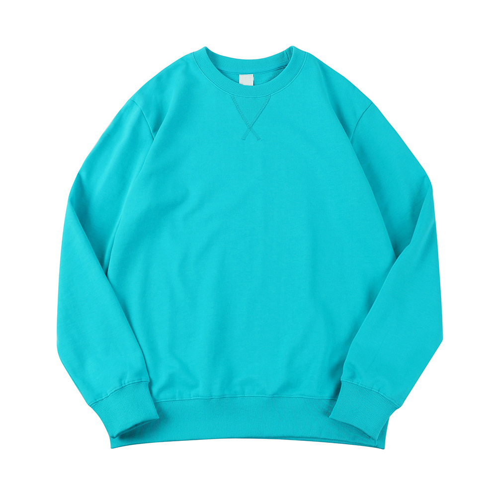 2022 340g algodón terry cuello redondo suéter ins gota hombro moda nicho estilo coreano hong kong estilo otoño y abrigo de invierno