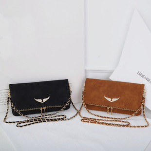 2025 New French Foreign Trade Fashion Zv Bag Diamond Wings Chain Women's Envelope Bag Casual Retro Shoulder Bag