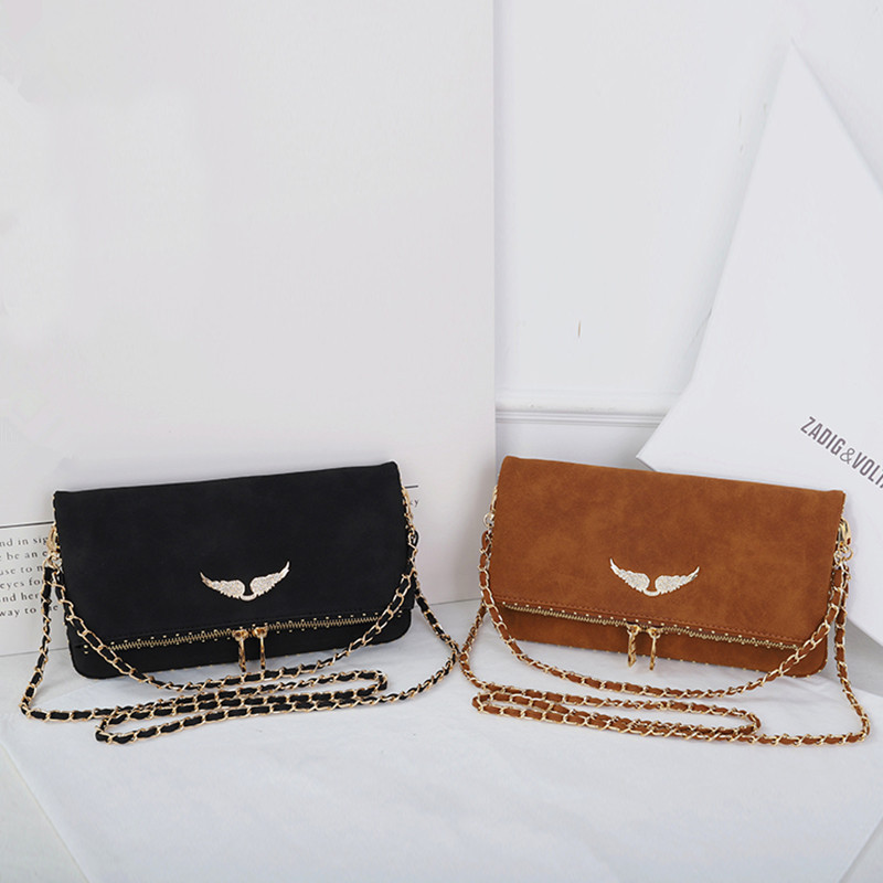 2025 New French Foreign Trade Fashion Zv Bag Diamond Wings Chain Women's Envelope Bag Casual Retro Shoulder Bag 2025 New French Foreign Trade Fashion Zv Bag Diamond Wings Chain Women's Envelope Bag Casual Retro Shoulder Bag