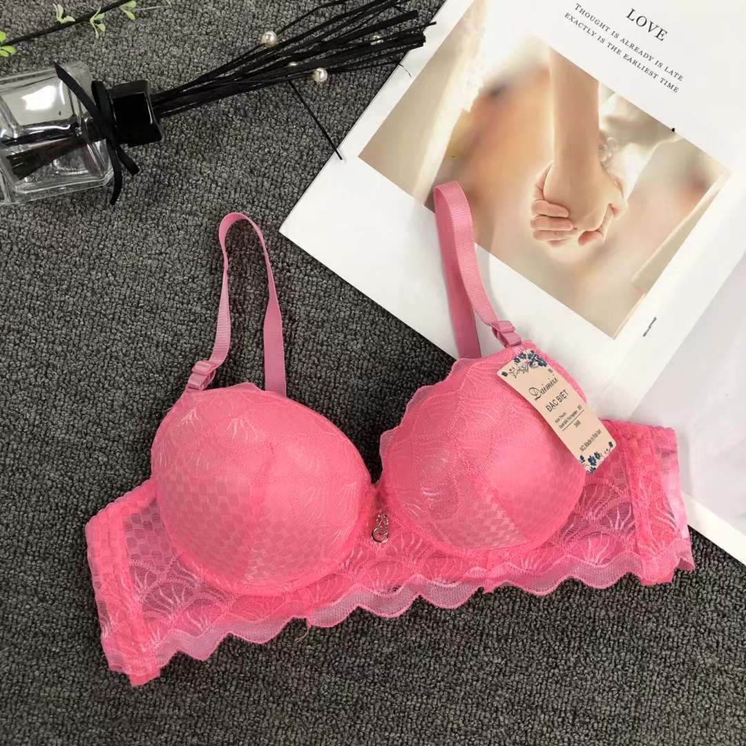 Sujetador de encaje de punto cintura ajustable adelgazamiento pecho ropa interior pequeño pecho push up ropa interior cómoda push up sujetador sin costuras