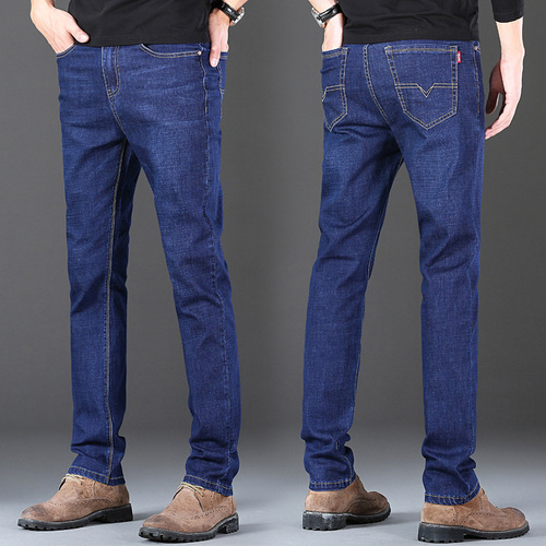 Men's special price padded and thick jeans, straight leg loose winter warm men's casual long pants