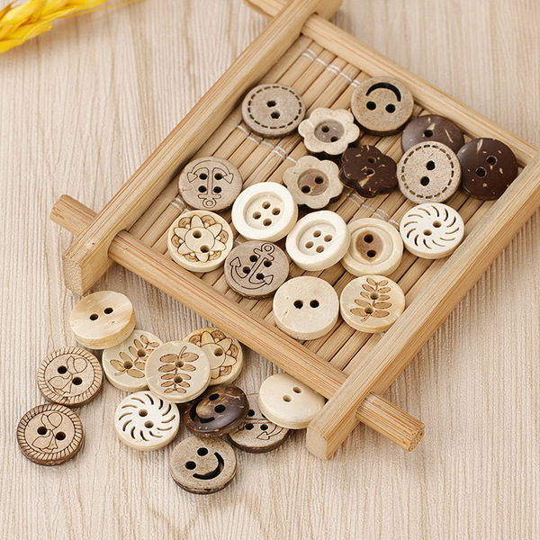 Retro Coconut Shell Buttons Natural Two Eyes Four Eyes Coconut…