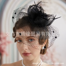 欧美复古羽毛头饰仿真花朵网纱花瓣头花新娘礼帽赛马节面纱发