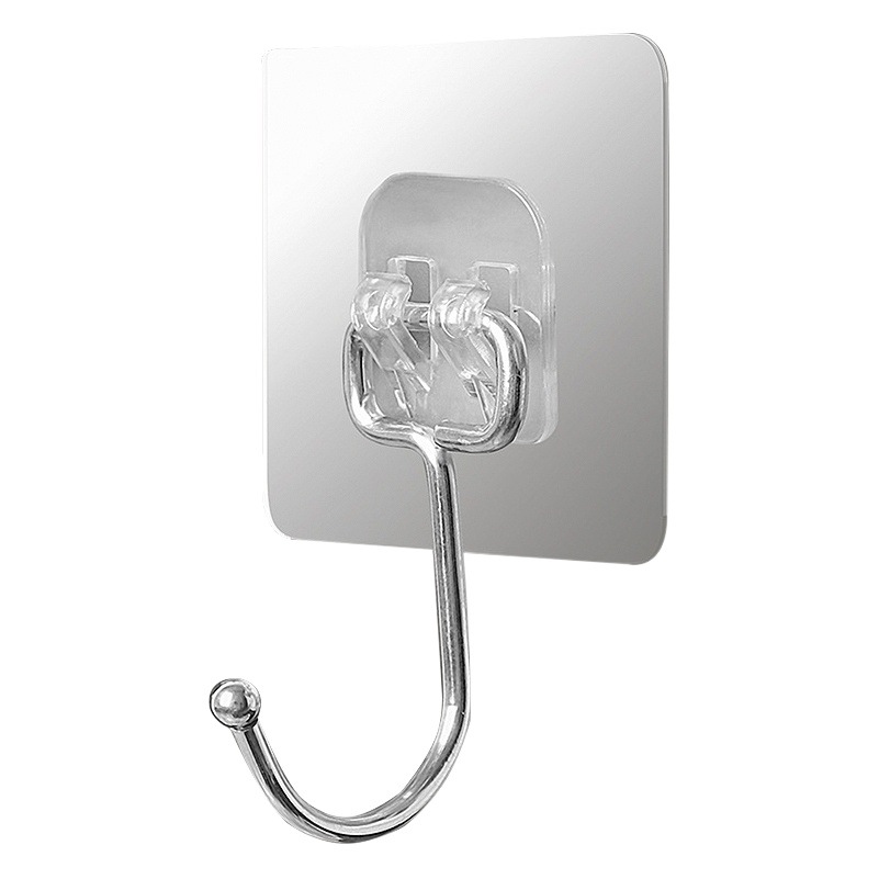 Large Adhesive Hooks, Strong Adhesive, No-Drill, Transparent Hooks for Kitchen and Bathroom, Heavy-Duty, Traceless Wall-Mounted Hooks, Wholesale