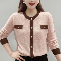 小香風のニットの女性の春秋の新型の洋気の百合はゆったりしていてやせている長袖の年齢を減らします。