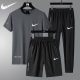 Three-piece set ice silk suit men's summer new men's leisure quick-drying tide brand fitness running men's T-shirt