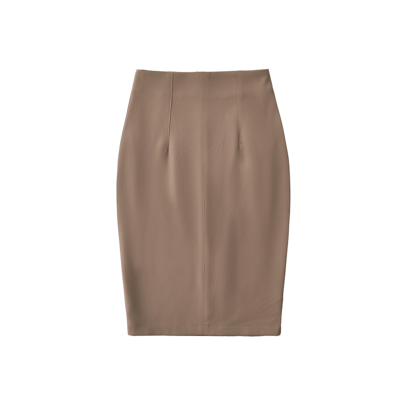 K New Versatile Spicy Girl With Hip Hugging Skirt, Slimming And High Waisted One Step Skirt, Mid To Long Style, Temperament Split Suit Skirt_ecoleips.com