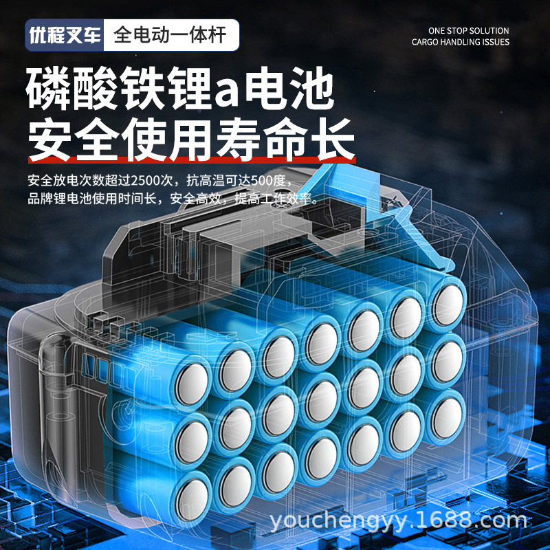 Vehículo de carga y descarga de baterías de litio de ganado eléctrico de 2 toneladas con palanca integrada eléctrica para carretilla elevadora manual