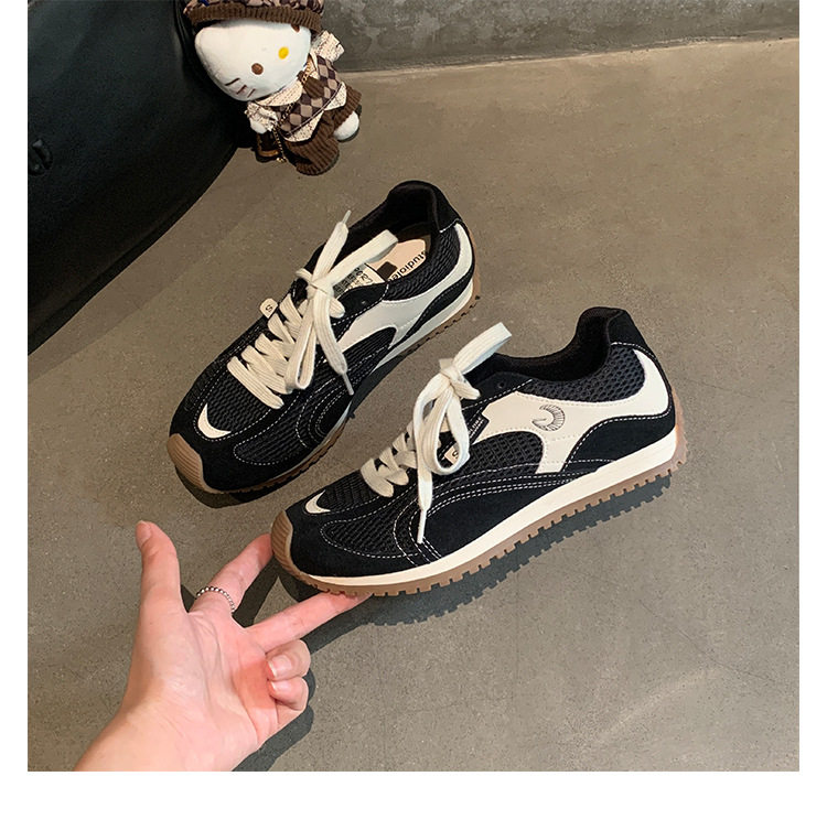 Giày sneaker nữ da bò lưới thân thấp dây buộc gót ẩn 6 cm — Đen (Gót ẩn 6CM) - Còn hàng, Đỏ (Gót ẩn 6CM) - Còn hàng chi tiết 25